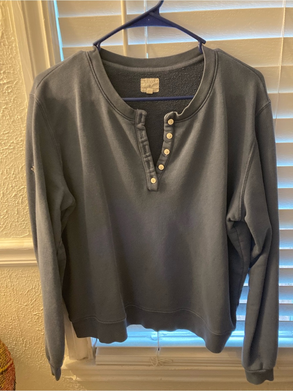 Women's Slate Blue Henley Pullover Sweatshirt